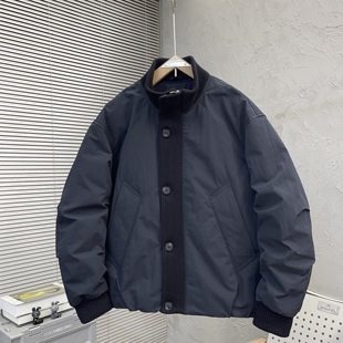 立领羽绒服2025个性 潮牌男士 拼接休闲保暖90%白鸭绒外套 新款 冬季