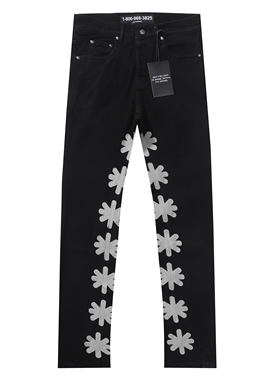 美式复古男士LOST SHDW美式高街重工刺绣微喇牛仔裤喇叭裤