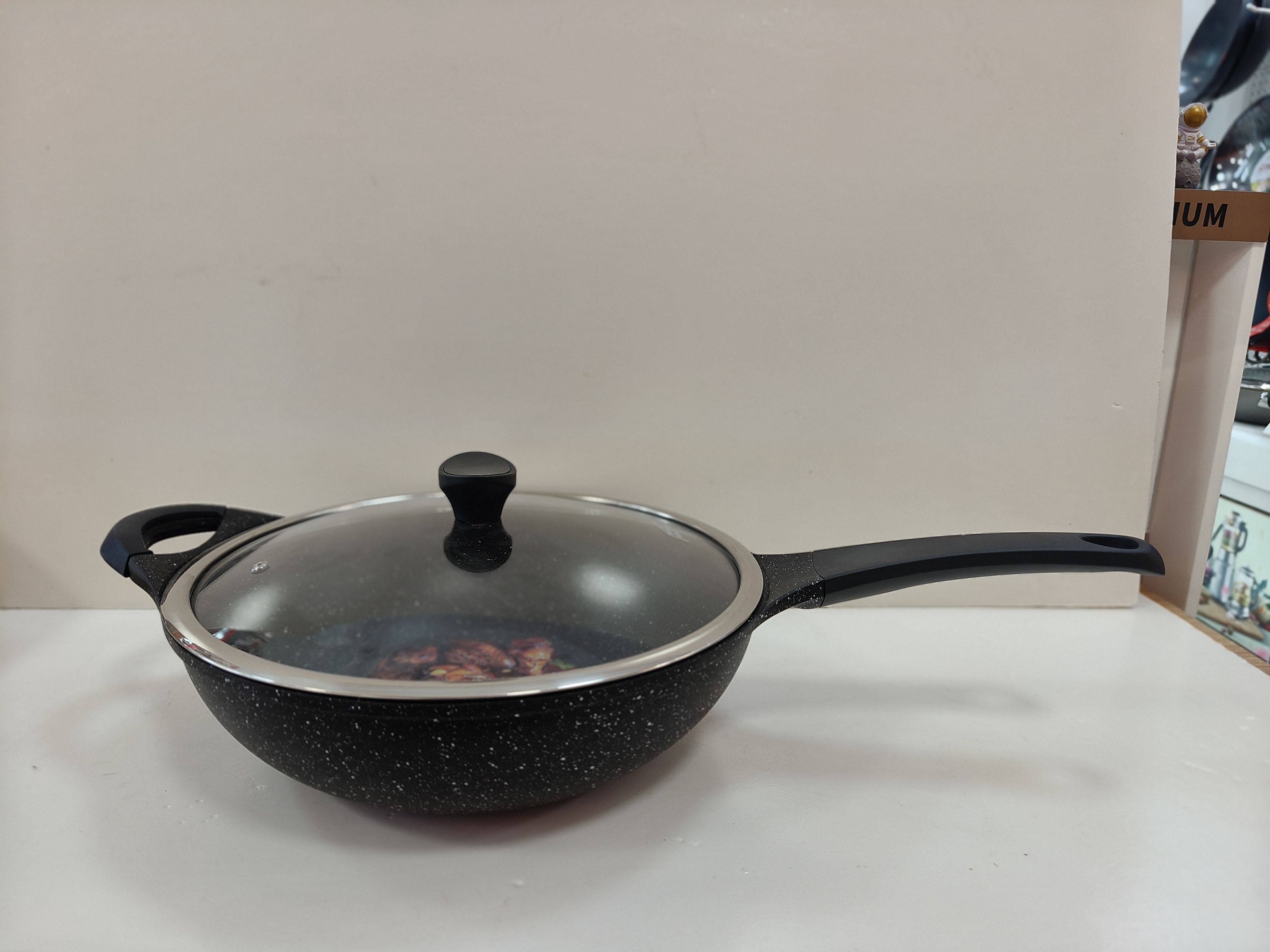 爱仕达麦饭石不粘锅炒锅燃气灶用电磁炉无油烟炒菜锅LV8332E