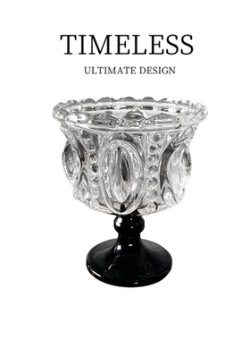 LIFE· 轻奢复古黑色水晶冰淇淋高脚杯高颜值浮甜品杯家用饮品杯