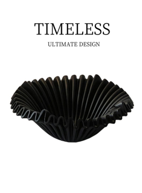 LIFE·简约轻奢波浪黑色中古法式果碗餐桌茶几桌面收纳装饰艺术