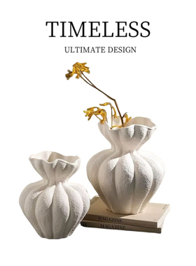 LIFE·侘寂风法式大花瓶白色摆件餐桌客厅家居中古风复古艺术花器