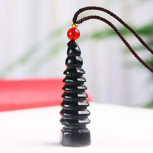 新疆和田玉文昌塔吊坠青玉金榜题名文曲星学生玉石宝塔挂件玉坠