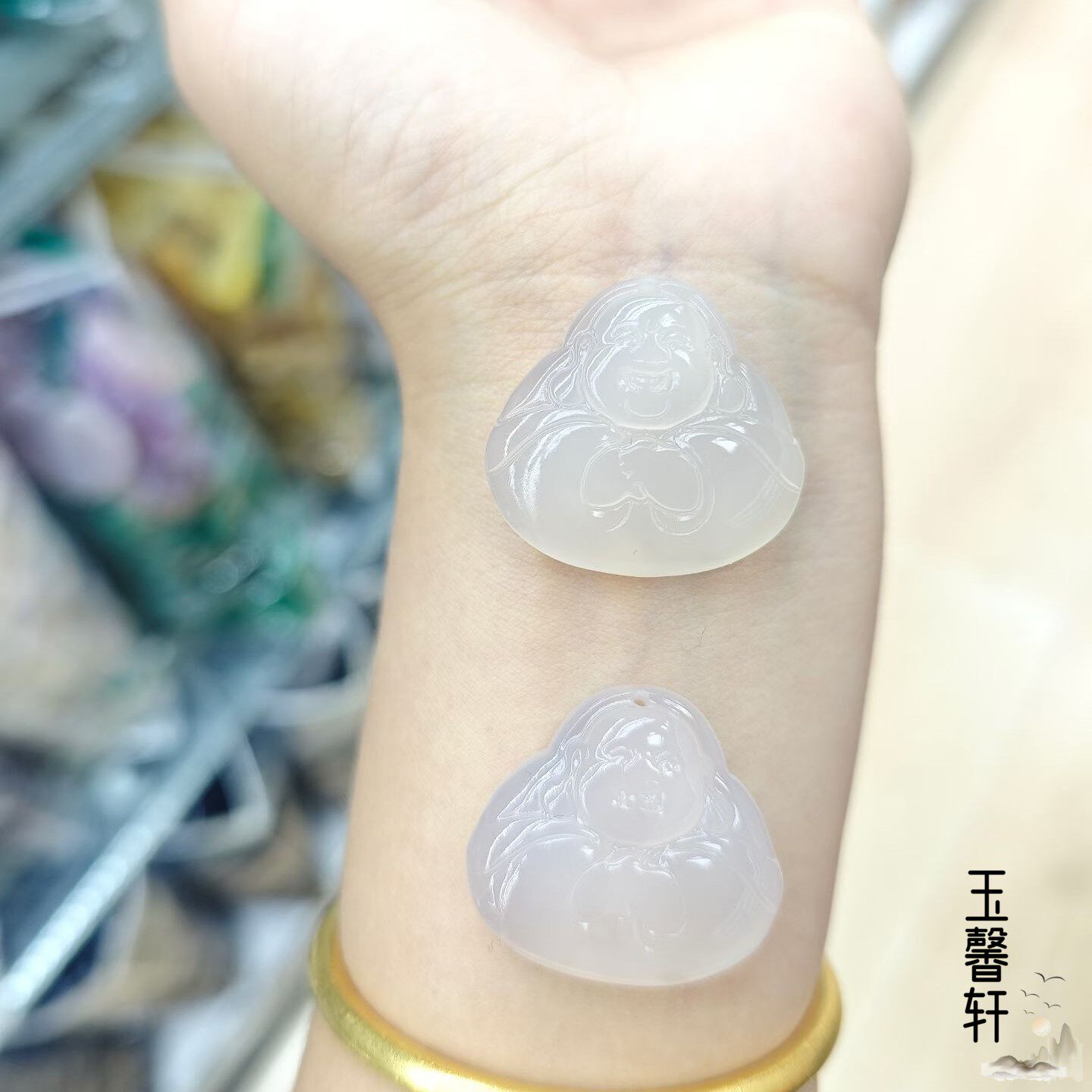 天然冰种玉髓佛公蝴蝶竹节吊坠 白玛瑙宝宝佛狐狸平安扣挂件男女