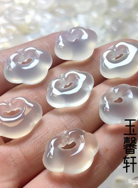天然冰种白玉髓双面如意锁吊坠