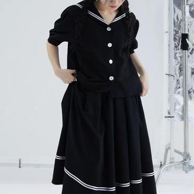 大码女装海军领套装2025春季新款