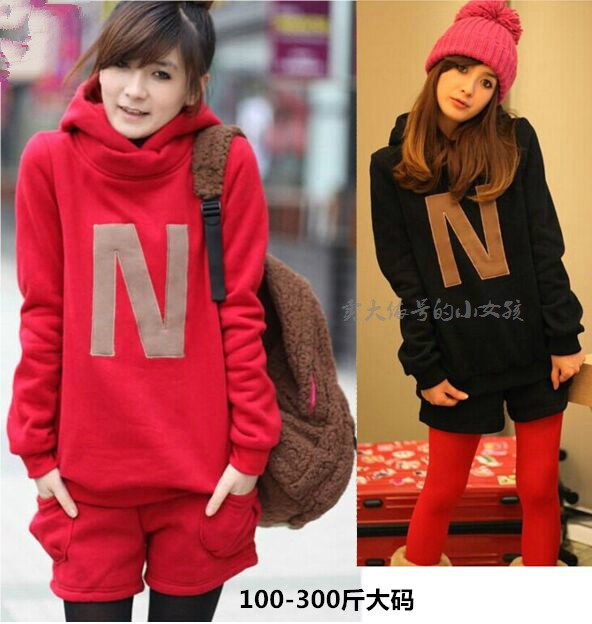 秋冬300斤加肥加大码女装两件套休闲套头卫衣+短裤套装潮AB-20,女装/女士精品,大码套装,淘宝优惠券,粉丝福利购,淘宝优惠卷