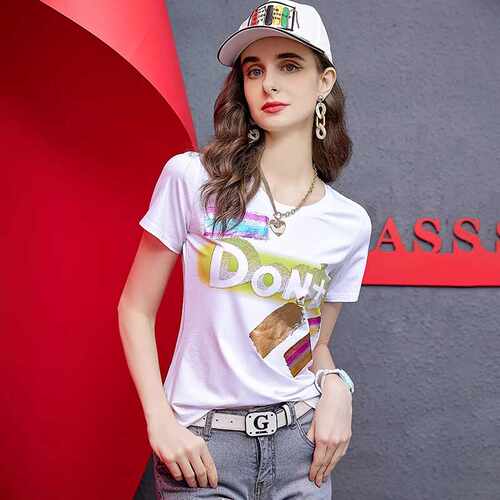 常规棉女洋气短袖印花