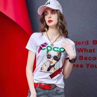 女装2025年新款爆款夏季半袖白色短袖t恤女纯棉修身时尚体恤上衣