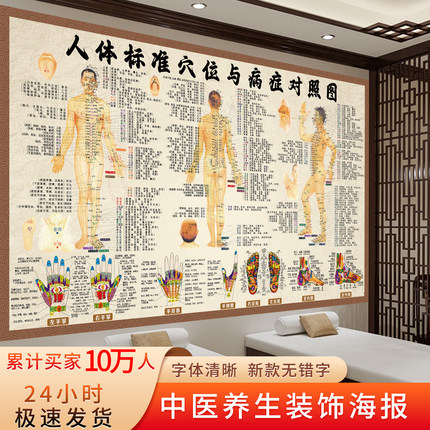 中医养生海报病症对照图墙面贴画墙上十二经络针灸穴位中医挂图