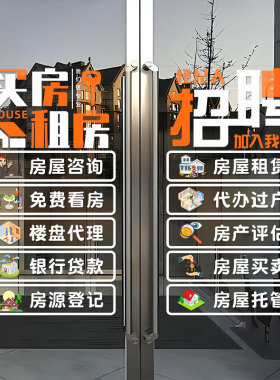 房产中介租赁房屋橱窗玻璃门贴纸