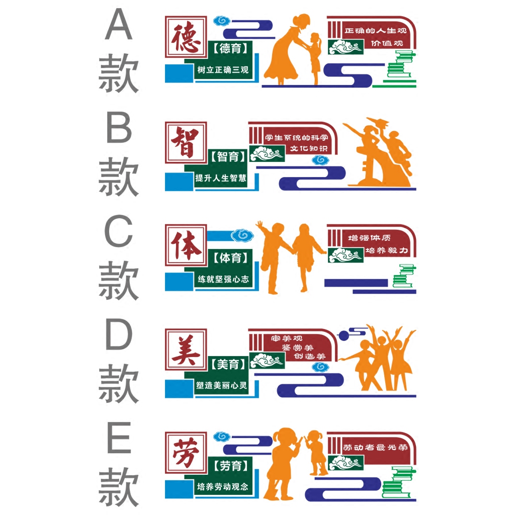 德智体美劳动国学校园走廊楼道布置励志传统文化墙贴装饰大型贴纸