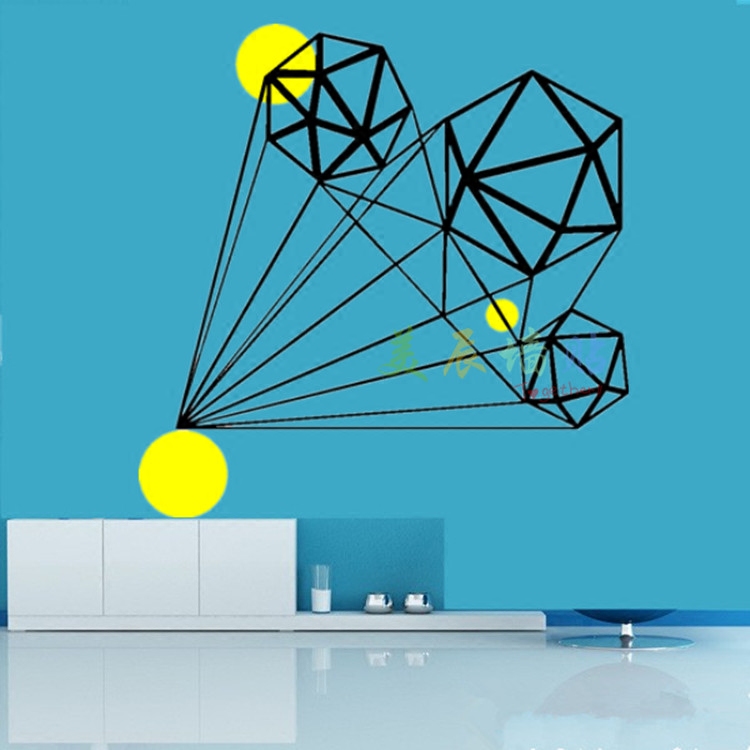 棱形 三维空间艺术装饰贴纸客厅办公室教室简约创意抽象装饰墙贴