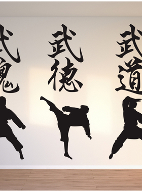 墙贴培训学校武馆武术人物贴纸