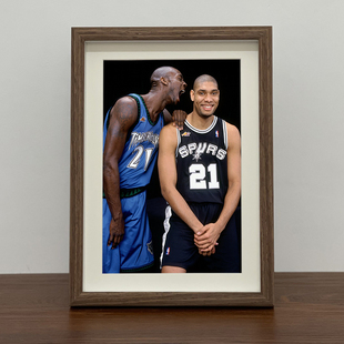 经典对决邓肯加内特相框摆台装饰画NBA球星海报照片挂画生日礼物