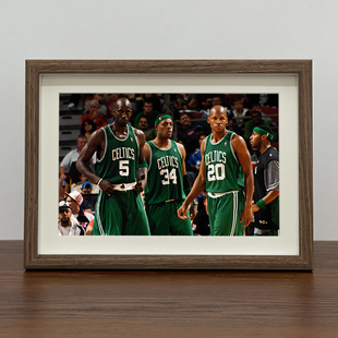 NBA绿军三巨头加内特皮尔斯雷阿伦相框挂画摆台装饰画海报送礼物