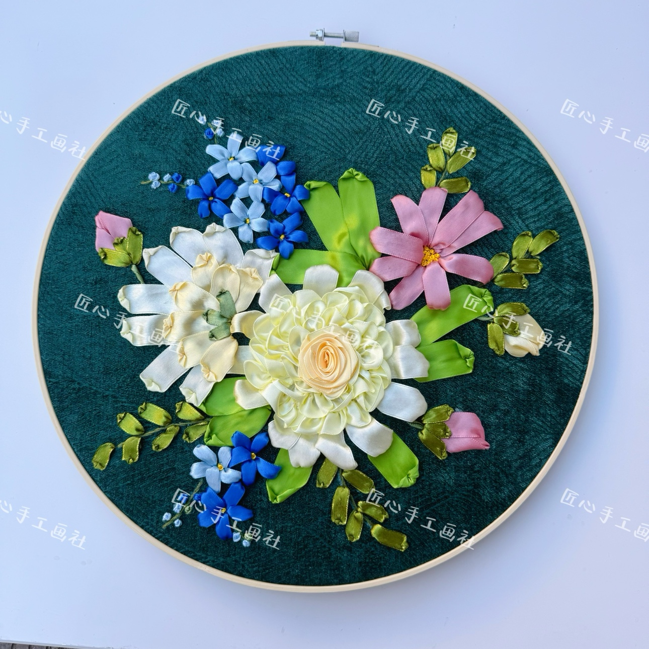 原创纯手工成品丝带绣作业挂画DIY画片（45厘米左右）清新挂画