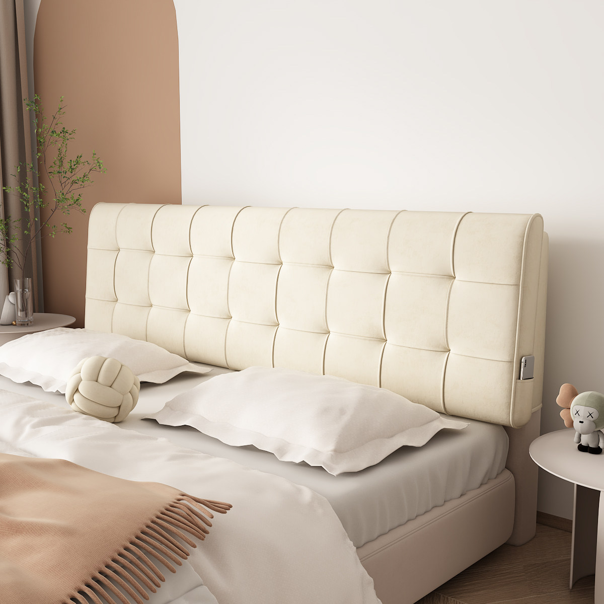 床头靠垫大靠背公主风软包高级感榻榻米海绵靠背枕床头罩套可拆洗,居家布艺,床头靠垫,淘宝优惠券,粉丝福利购,淘宝优惠卷