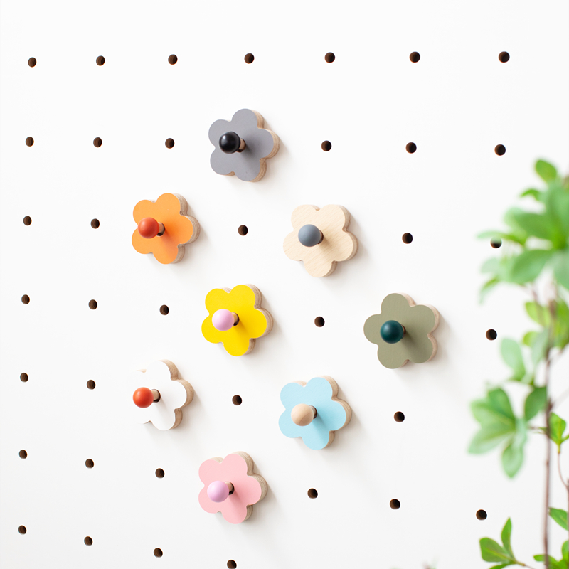 洞洞板配件莫兰迪彩色木质花朵