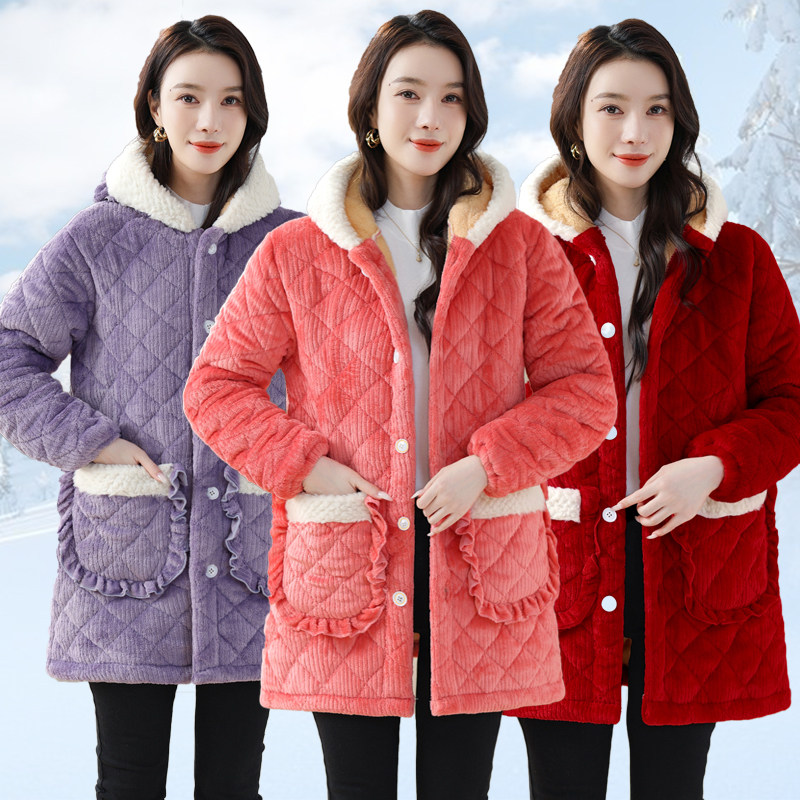 罩衣女新款冬季加绒加厚中长款时尚家居服外套棉袄保暖防污工作服,家庭/个人清洁工具,围裙,淘宝优惠券,粉丝福利购,淘宝优惠卷