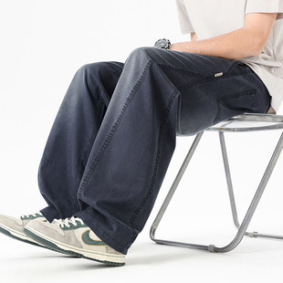 美式弯刀牛仔裤男士2026新款春夏季宽松直筒男裤春装阔腿裤子男款