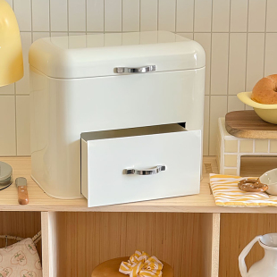 奶油风铁艺双层抽屉收纳柜卧室客厅储物箱ins多功能带盖零食收纳