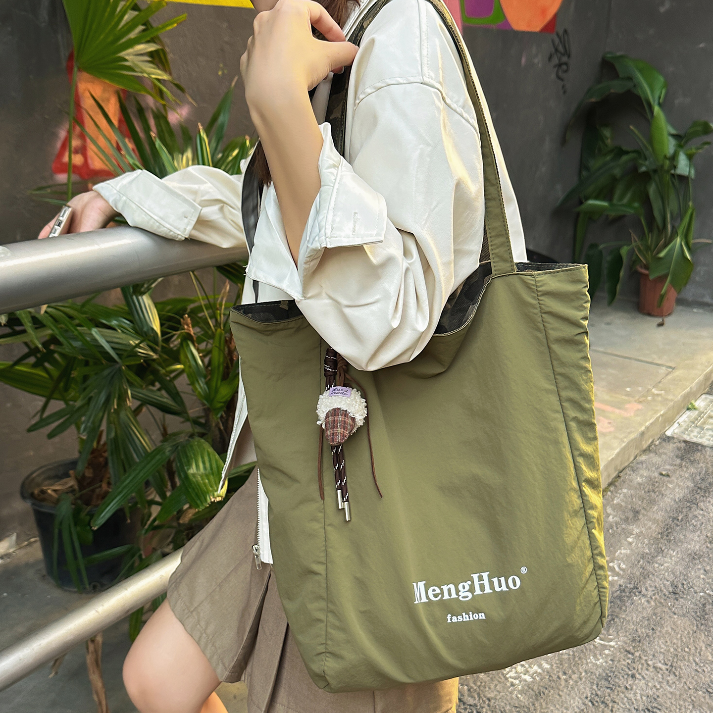 豹纹包包女超火慵懒风简约经典两面可用学生上课手提补习袋帆布包