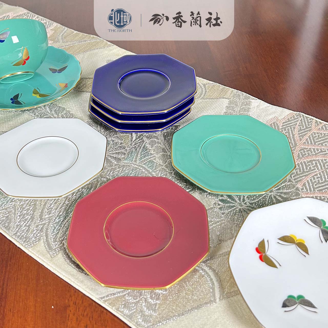 香兰社彩色多边形陶瓷杯垫杯托