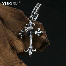 YUKI男士复古925纯银耳环哥特宫廷风十字架耳扣气质单只潮女耳钉