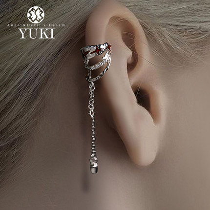 YUKI纯银耳夹男女个性嘻哈痞帅流苏无耳洞耳骨夹小众设计师潮配饰