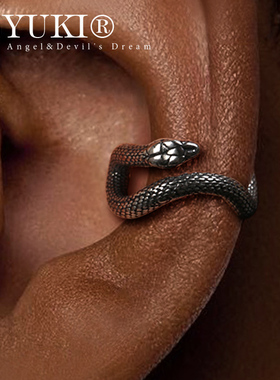 YUKI男士925纯银耳夹耳廓耳骨夹蛇饰品无耳洞耳饰品INS潮男女耳饰