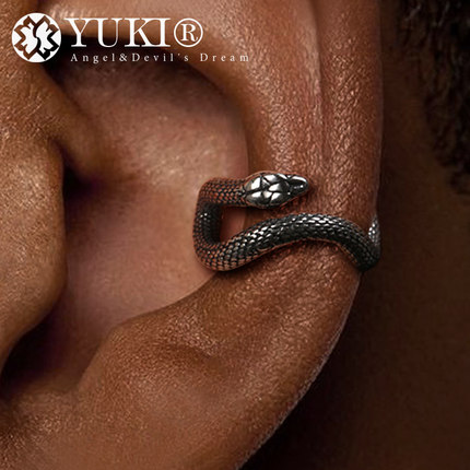 YUKI男士925纯银耳夹耳廓耳骨夹蛇饰品无耳洞耳饰品INS潮男女耳饰