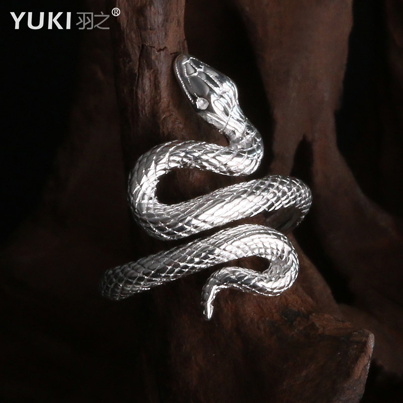 YUKI男女情侣银戒指925纯银蛇饰品情人礼物INS小众设计师潮人
