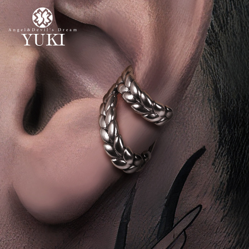 YUKI纯银耳夹潮男女双麦穗无耳洞耳廓耳骨夹小众原创设计气质耳饰