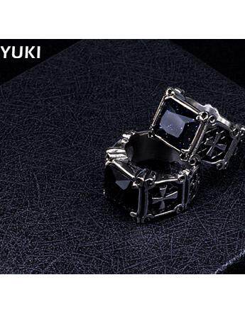YUKI JEWELRY MENS TITANIUM STEEL RING RING TAIL RING RETRO BLACK GEM EUROPE AND AMERICA DOMINEERING PERSONALITY FEMALE HIPSTER