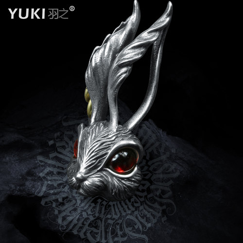 YUKI哥特情侣复古兔子纯银项链