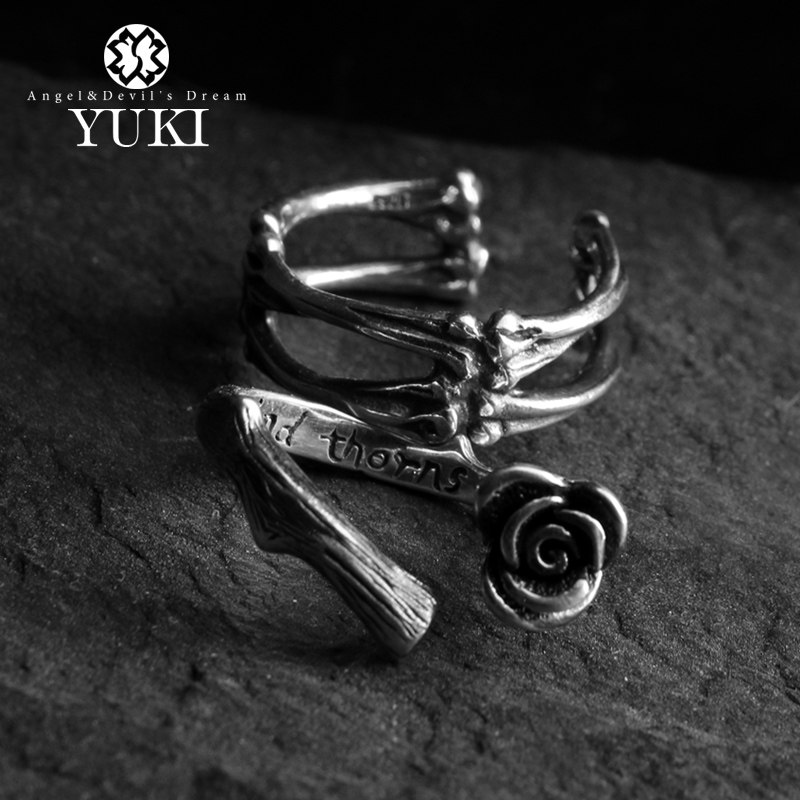YUKI纯银戒指男女情侣饰品玫瑰骨头银饰情人礼物欧美原创设计