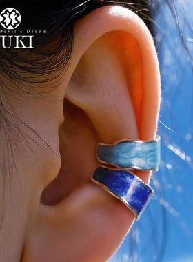 YUKI纯银耳夹男女款冷淡风高级轻奢珐琅滴釉INS潮人无耳洞耳骨夹