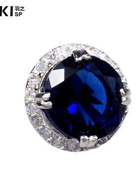 YUKI男士纯银耳钉镶嵌仿蓝宝石个性嘻哈痞帅欧美情侣轻奢原创设计