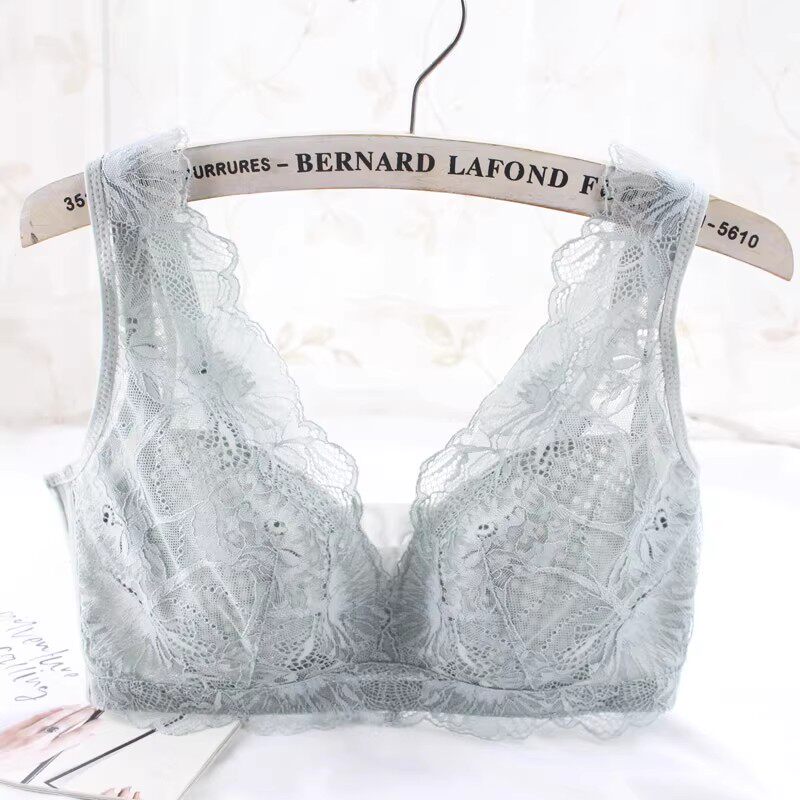 出口韩国无钢圈超薄网眼杯透气文胸 性感蕾丝显瘦美背侧收女内衣