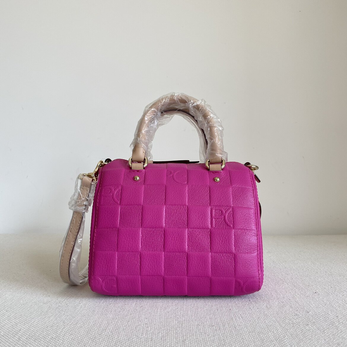 西班牙小众pg纯原头层牛皮迷你手拎斜挎两用波士顿包枕头包