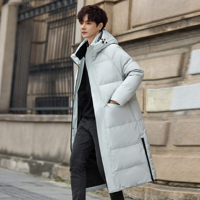 羽绒服男士中长款过膝2025冬季新款加厚休闲时尚大码男装保暖外套