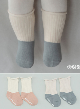 W494韩国进口春秋可爱男女宝宝卷边中筒袜婴儿童松口袜子公主短袜