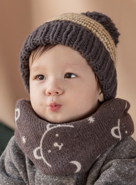 S210韩国进口冬季男女宝宝舒适柔软拉绒围脖婴幼儿童保暖亲子围巾