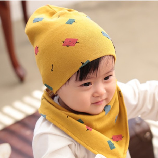 韩国婴幼儿童全棉套头帽包头帽子
