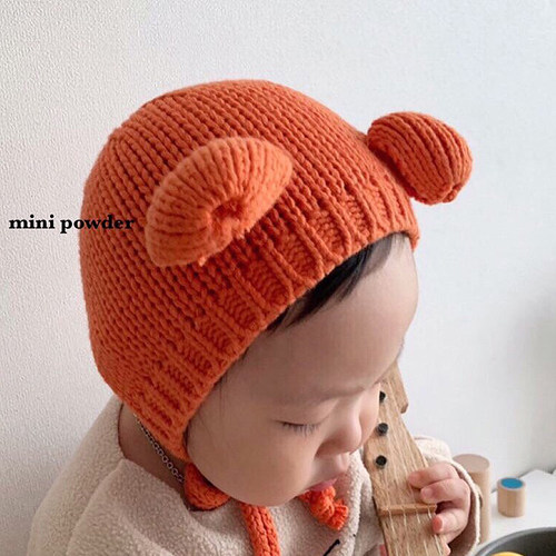 韩国婴幼儿毛线针织帽子护耳帽