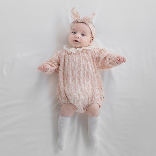 Y777韩国进口春夏季女宝宝连身哈衣爬服婴幼儿百天周岁宴公主童装