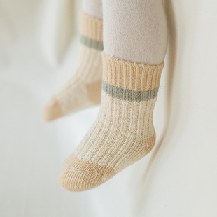 W572韩国进口冬季 婴幼儿童防滑棉袜子 男女宝宝加厚保暖松口短袜