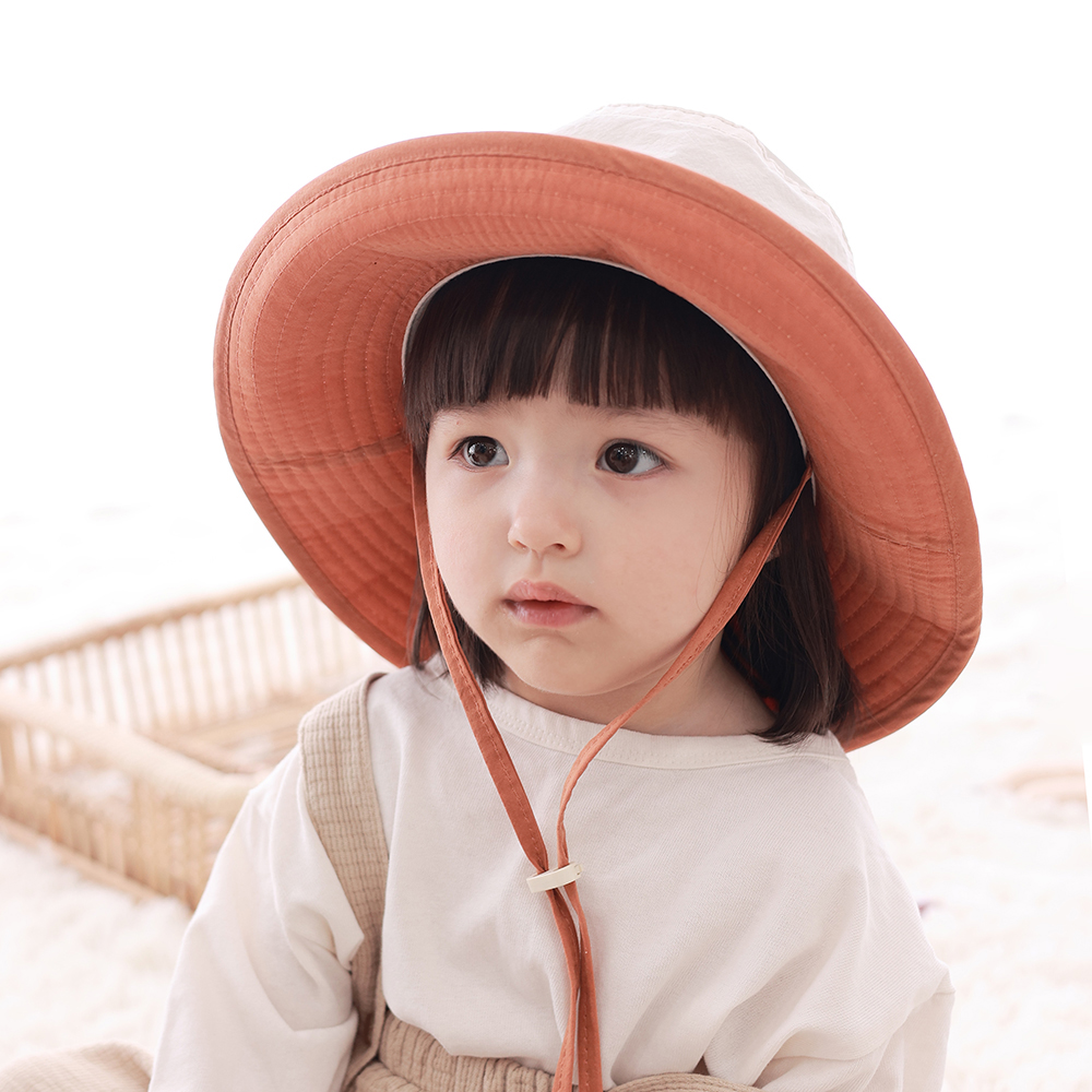 Applecat韩国进口婴幼儿童大帽檐休闲渔夫帽男女宝宝遮太阳帽子