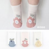W537韩国进口可爱男女宝宝水果短袜婴幼儿童防滑棉袜子空调睡眠袜